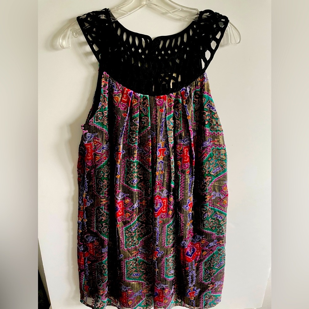 Moulinette Soeurs Anthropologie Linnea Burnout Velvet Metallic Dress, Size S